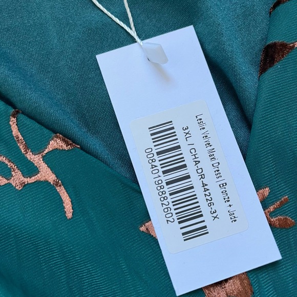 NWT Baltic Born Leslie Velvet Maxi Dress Jade Green Bronze color sz 3XL - Picture 5 of 7